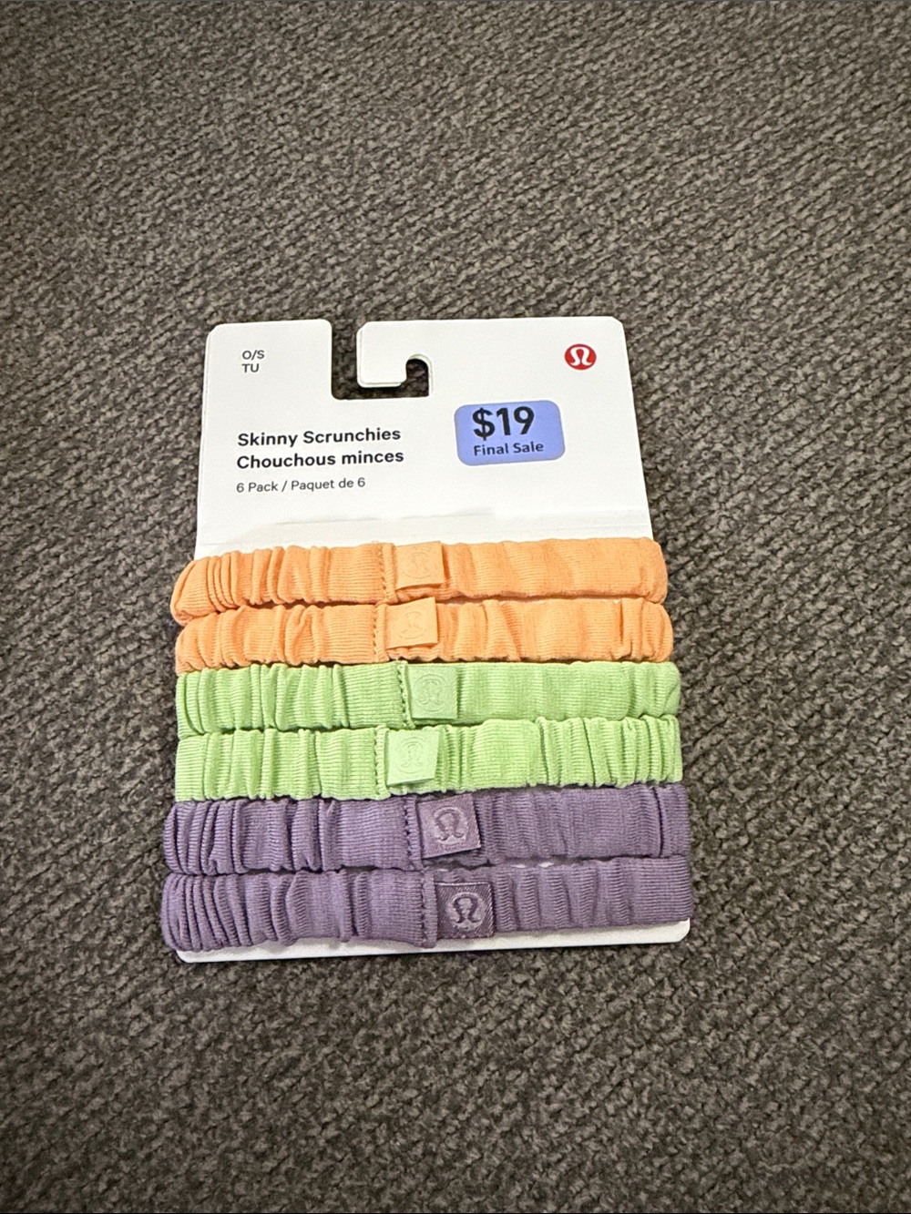 lululemon athletica Skinny Scrunchies 6-Pack — Peach, Lime & Lavender